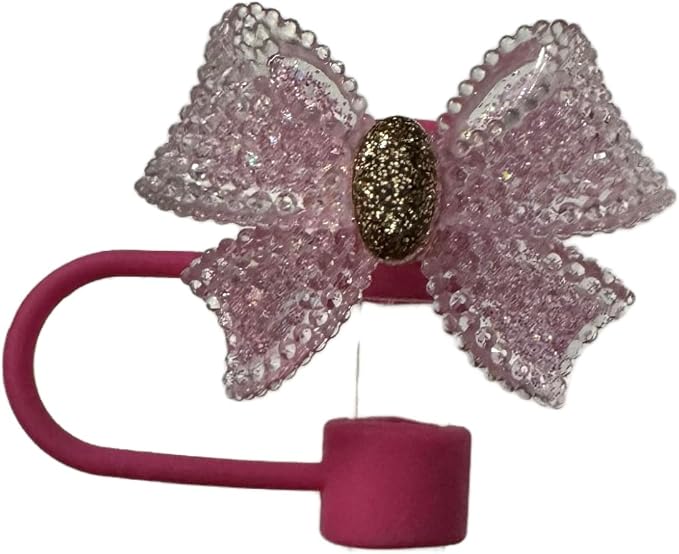 5 Pack 10mm Cute Glitter Bling Bows Straw Toppers, Fits Stanley and Simple - Image 9