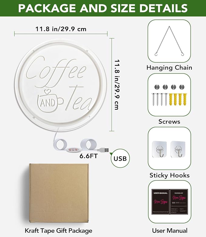 Coffee and Tea Neon Light Sign for Station Bar, Coffee & Tea Light Up Sign for - Image 8