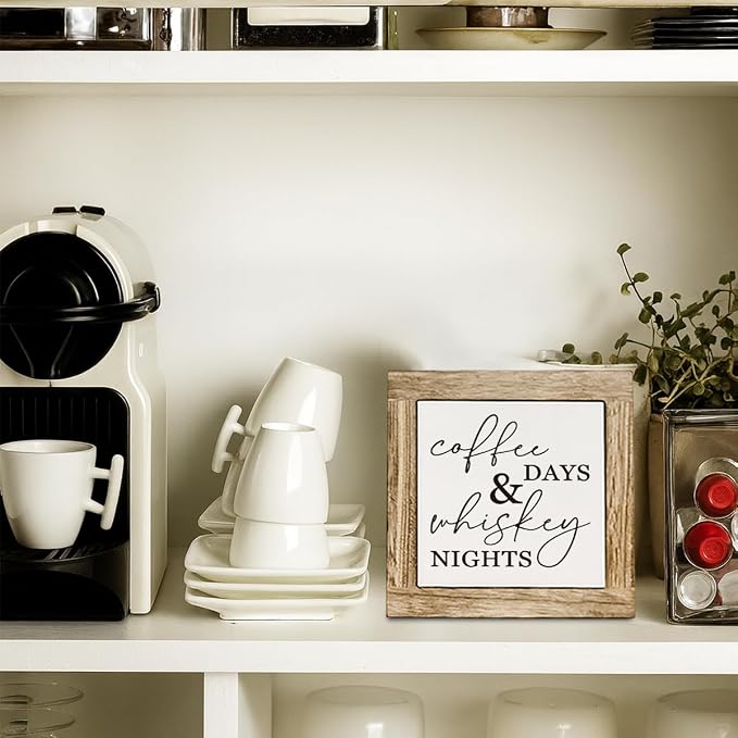 Coffee Bar Wooden Decor, Coffee Day Whiskey Nights Sign, Farmhouse Cafe and Bar - Image 5