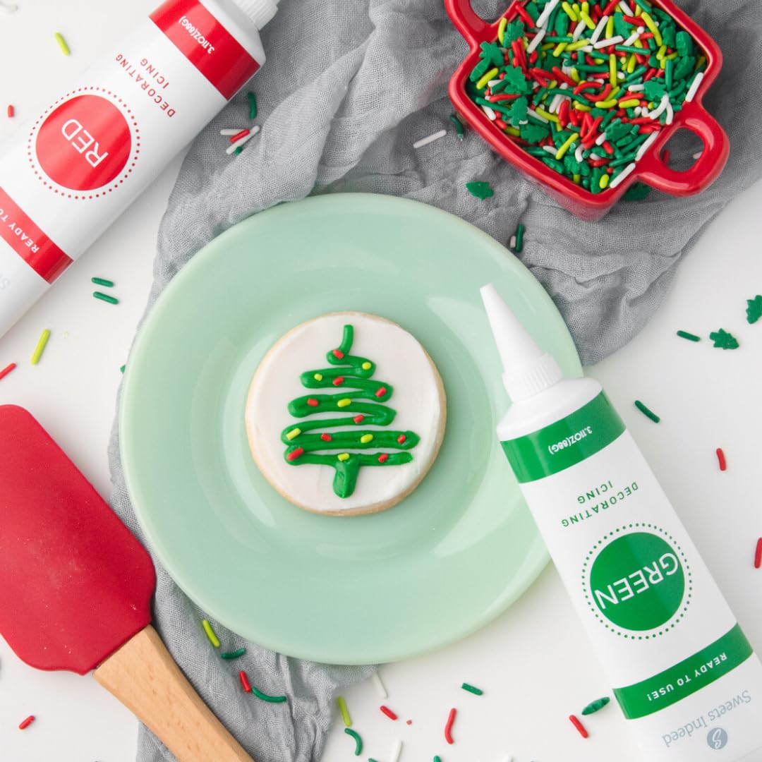 Sweets Indeed Frosting Kit plus Sprinkles Frosting Tubes nozzles 11.71 ounces Perfect for baking and cookie decoarting (Christmas)