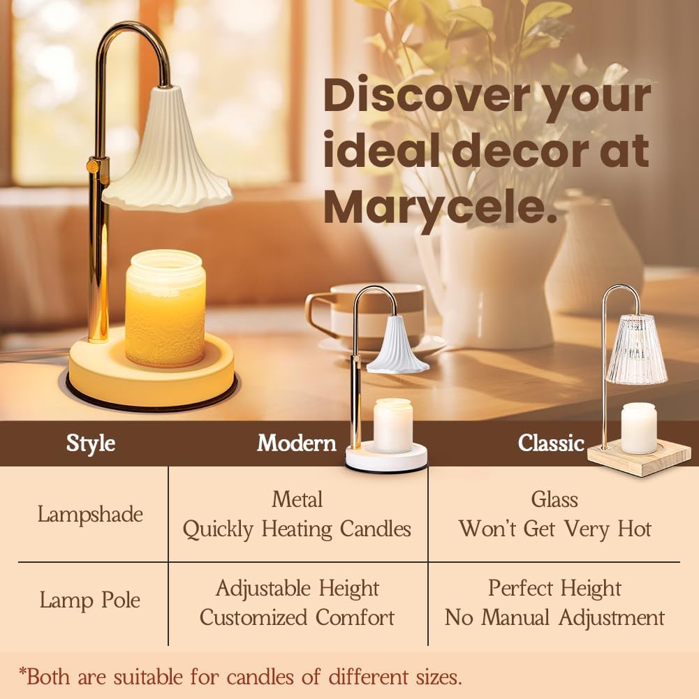 Candle Warmer Lamp with Timer, Candle Wax Warmer Flower Lamp Dimmable, Birthday Day Gifts for Mom Women, Home Fragrance Accessories for Dorm Room Decor
