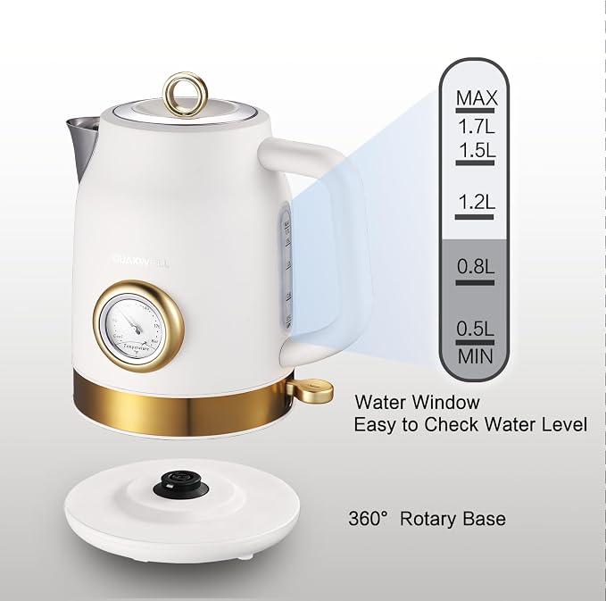 Retro Electric Kettle, 1.7L 304 Stainless Steel Tea Kettle - Image 7