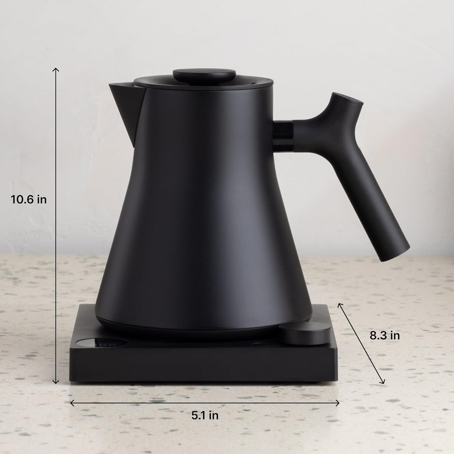 Fellow Corvo EKG Pro Electric Tea Kettle - Quick Heating, Precise Temperature Control Electric Kettle, Scheduling, Built-in Brew Timer for Boiling Water - Stone Blue with Walnut Handle - 0.9 Liter