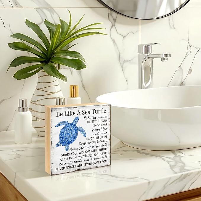 Be Like A Sea Turtle Wood Block Plaque Box Sign - Image 6
