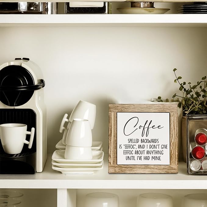 Farmhouse Coffee Wood Decor, Coffee Spelled Backwards Sign, Rustic Farmhouse - Image 5