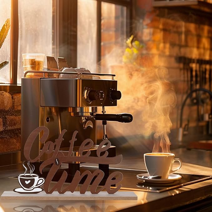 MEETYAMOR Coffee Bars Decor, Wood Metal Coffee Time Sign Decorations - Image 7