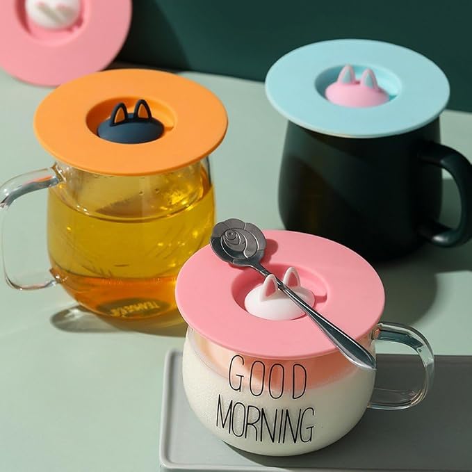 Dustproof Cup Cover Reusable Cup Lid Silicone Mug Lid 3D Cat Ears Mug Lid - Image 9