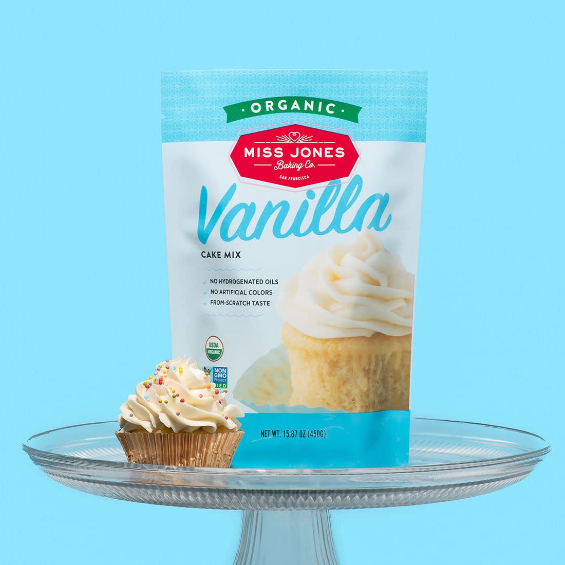 Miss Jones Baking Organic Yellow Cake and Cupcake Mix, Non-GMO, Vegan-Friendly, Moist and Fluffy: Vanilla (Pack of 6)