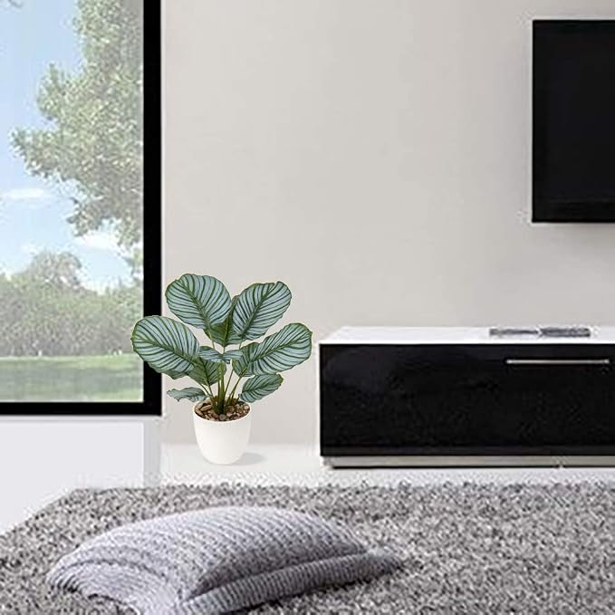 Briful 18'' Tall Fake Plant Realistic Faux Calathea Plant Artificial Plant - Image 6