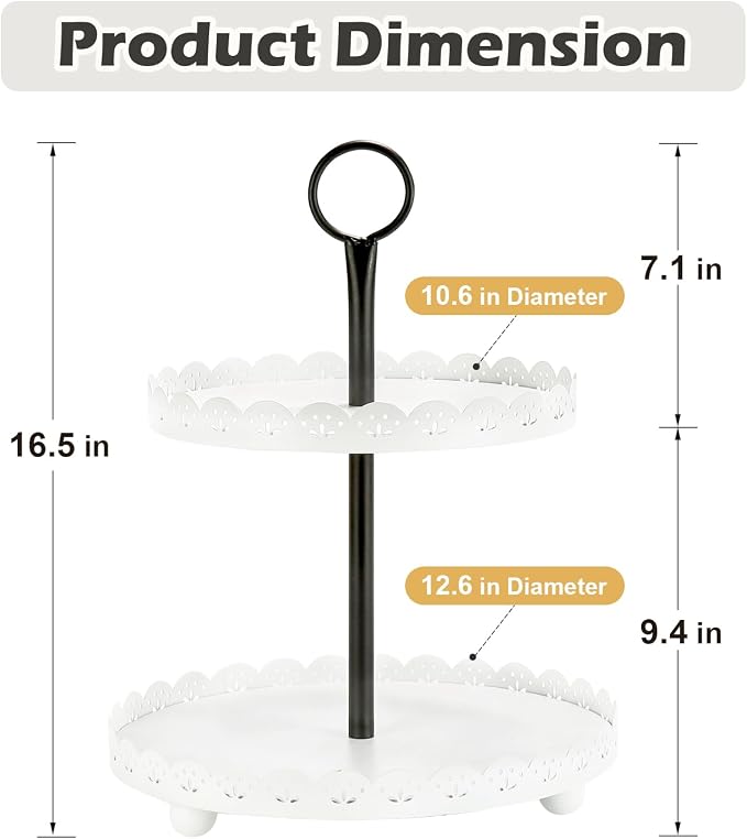 Wooden Two Tiered Tray Stand, Farmhouse Round 2 Tier Decorative Tray - Image 7