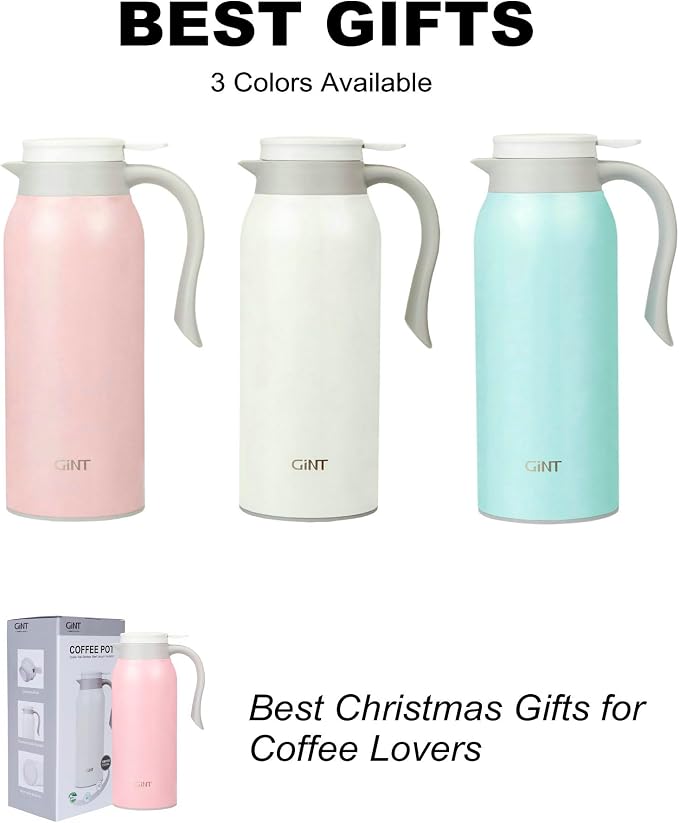 GiNT 51 Oz Stainless Steel Thermal Coffee Carafe, Double Walled Vacuum - Image 9
