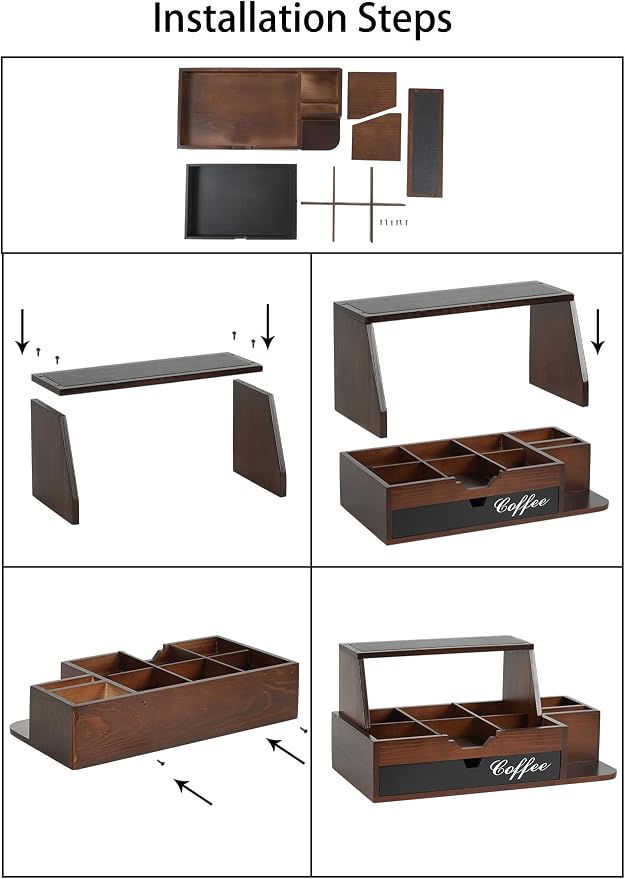 Farmhouse Coffee Bar Organizer, Wood Countertop - Image 9