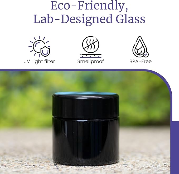 Infinity Jars Classic Black Glass Jar 100 ml Ultraviolet Airtight Smell Proof - Image 7