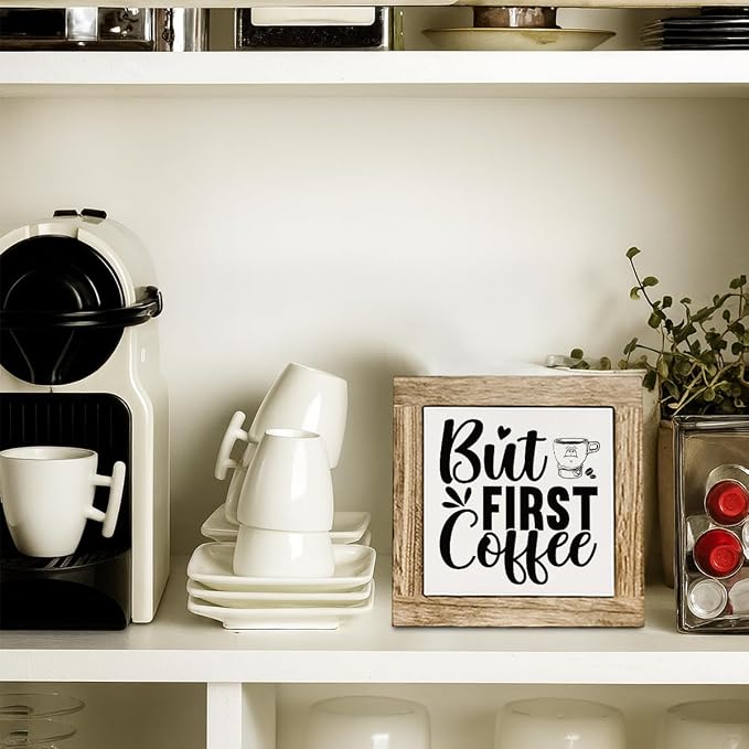 Coffee Bar Wooden Box Decor, But First Coffee Sign, Wood Box Sign - Image 5