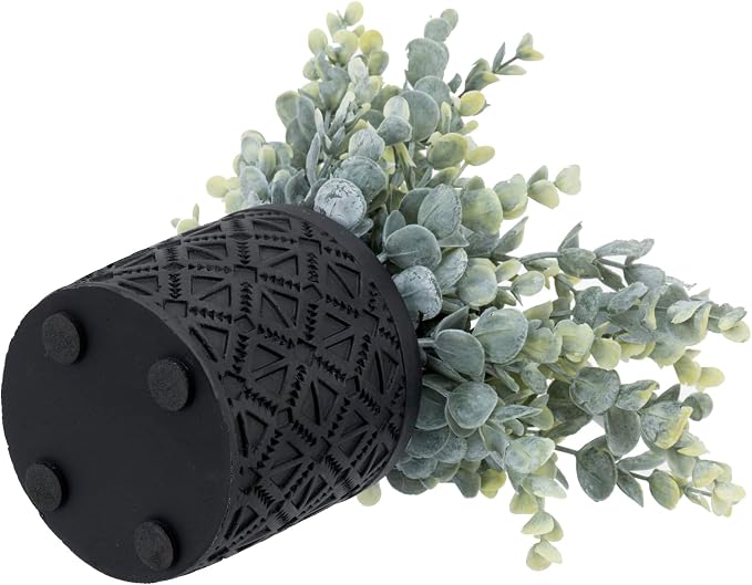 MyGift Artificial Eucalyptus Plant in Modern Gray Concrete Pots - Image 7