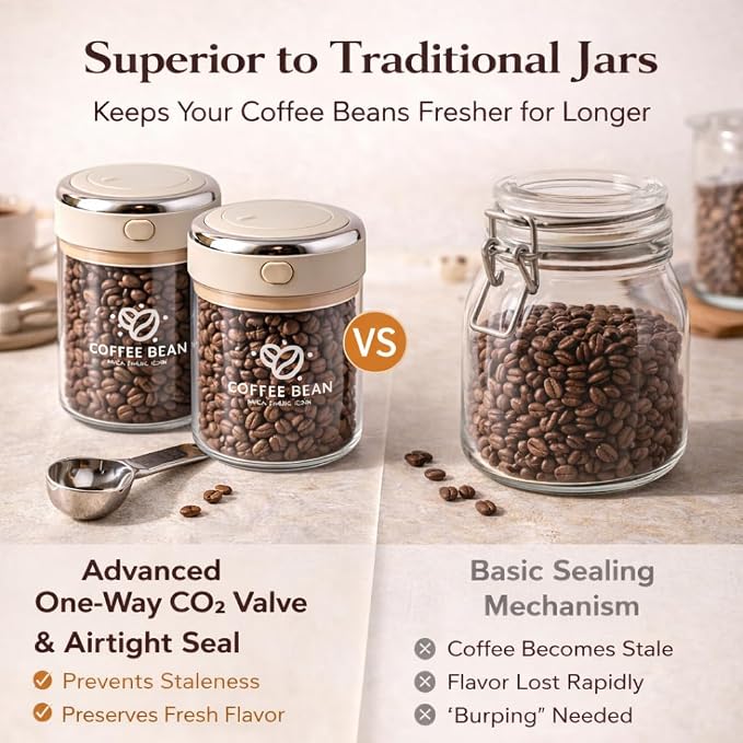 FUYIHGL® 2PCS Glass Coffee Bean Storage Canister - Image 9