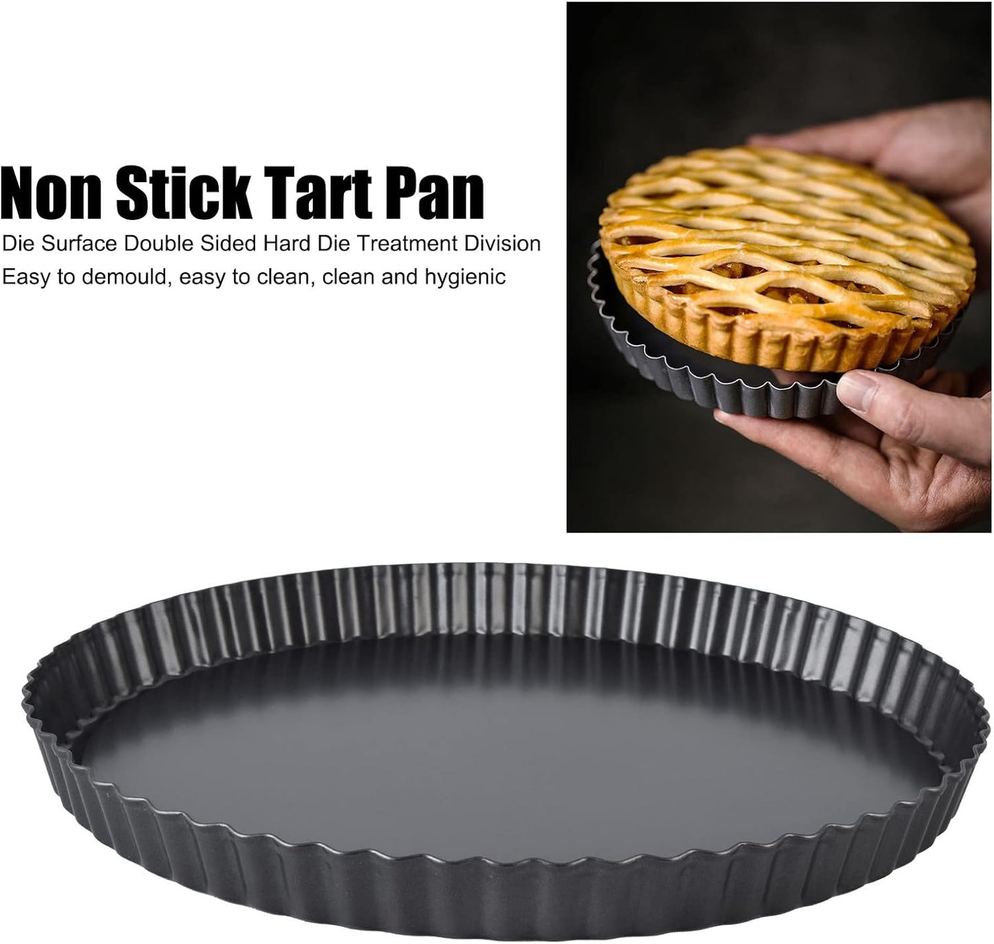 Yosoo Round Nonstick Quiche Pan, Tart Pan Quiche Pan Thickening Nonstick Deep Baking Dish Pie Plate with Removable Bottom(13inch)