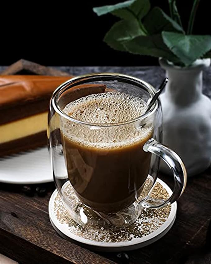 LIBWYS 4 Pack Double Walled Coffee Cups Glasses Mugs 12oz, Espresso Cappuccino - Image 7