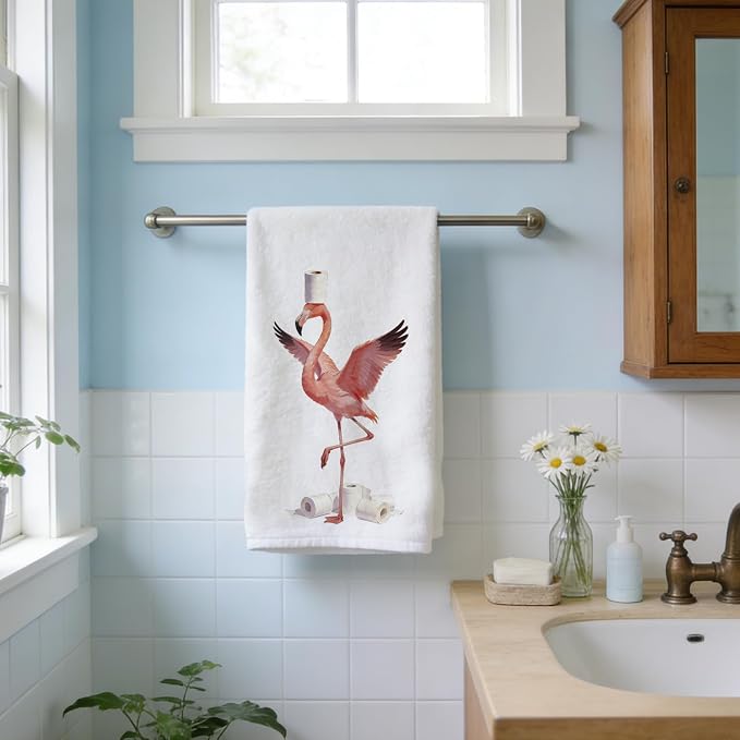 CUTHOLLOW Bath Flamingos Decorative Kitchen Towels Set of 4, 15.74"x23.62" Soft - Image 7