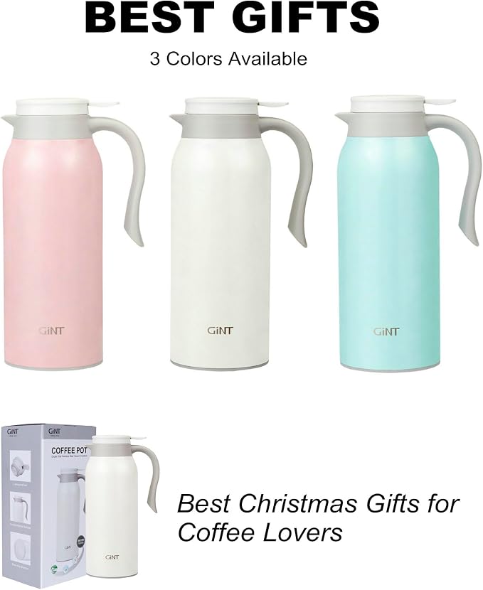GiNT 51 Oz Stainless Steel Thermal Coffee Carafe, Double Walled Vacuum - Image 9