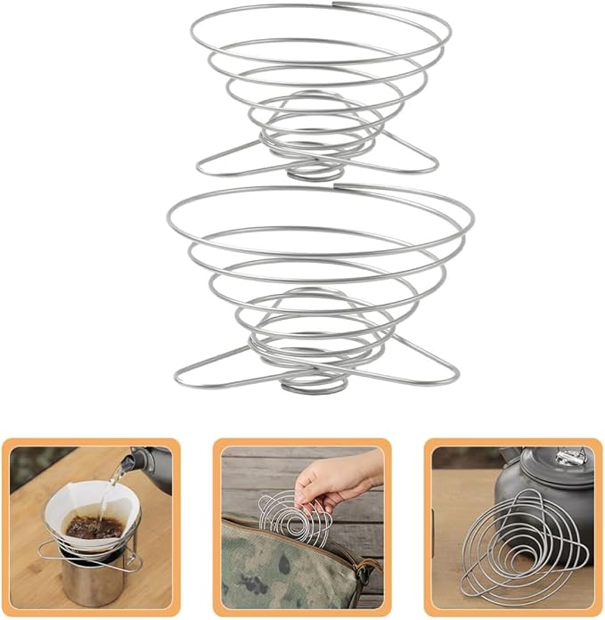 INOOMP 2pcs Foldable Stainless Steel Coffee Filter Drip Stand - Image 9
