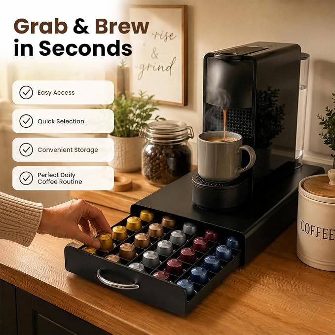 Coffee Pod Holder Drawer Compatible Nespresso Original Line Capsules Metal - Image 7