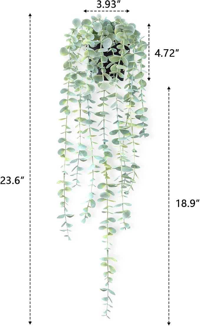 Fake Hanging Plant Eucalyptus Artificial Faux Plants Indoor Small Wall Greenery - Image 9