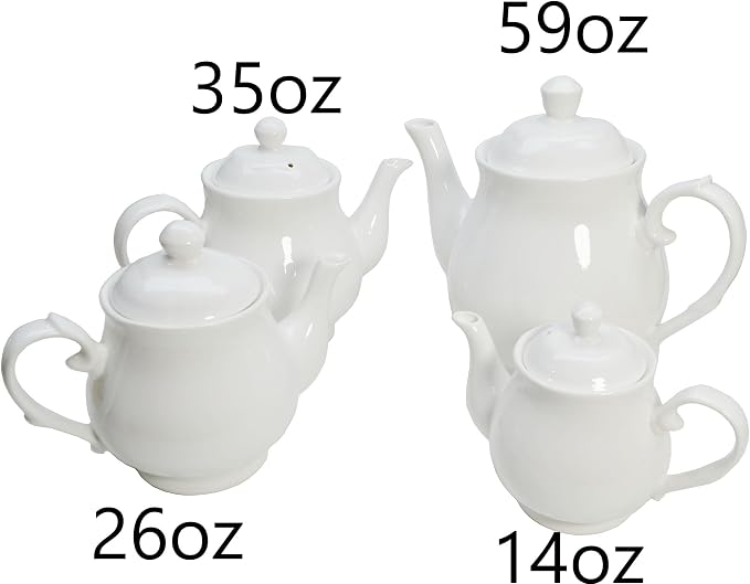 White Porcelain Teapot Set of 4, Small Lotus Tea Pot Coffee Tea Water Pot - Image 4