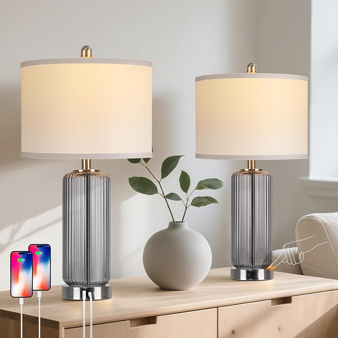 Table Lamps Set of 2 with Touch Control, 3-Way Dimmable Nightstand Lamp with - Image 8