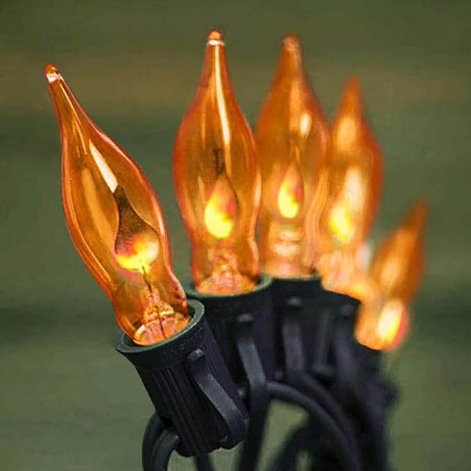 Couah Halloween Flickering Flame String Lights Orange, 10Ft C18 Flicker Flame - Image 8