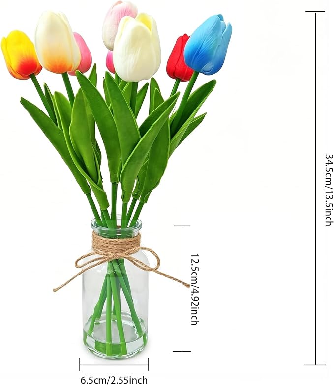 Artificial Tulips in Glass Vase - Image 7
