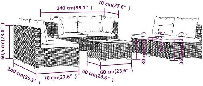 7-Piece Garden Lounge Set, Modern Outdoor Modular Sofa - Image 9