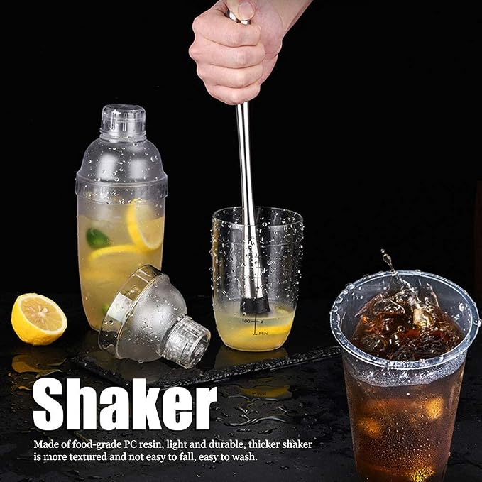 530ml Cocktail Shaker, Food Grade Plastic Highly Transparent Drink Shaker Cup - Image 9