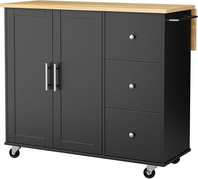 QAQA 40" Kitchen Island Cart Furniture cart on Wheels Rolling Portable Dining - Image 8