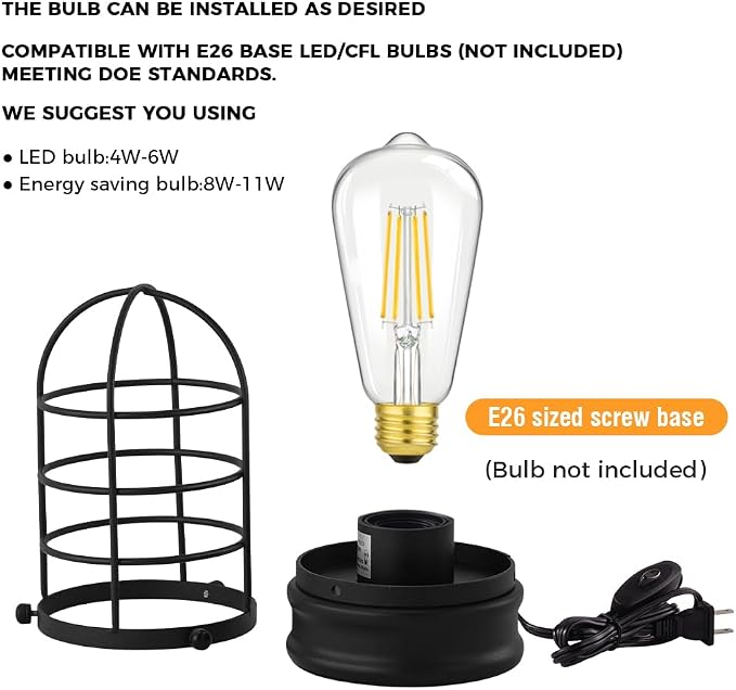 Cerdeco Small Vintage Table Lamp, Industrial Desktop Lamp - Image 9