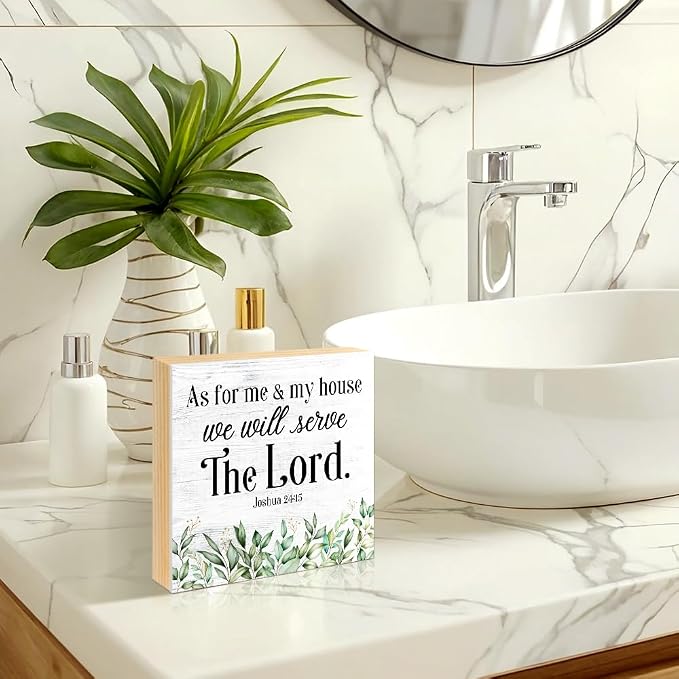 As for Me And My House We Will Serve The Lord Wood Block Plaque Box Sign for - Image 6