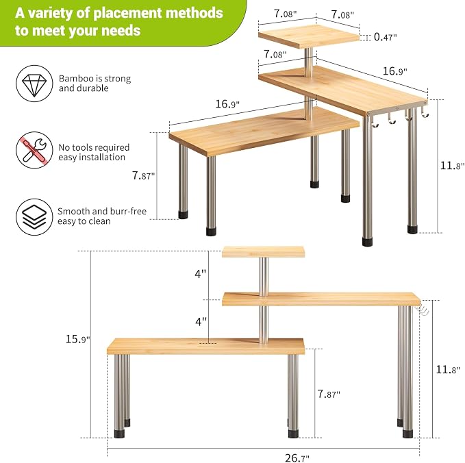BMOSU Kitchen Corner Shelf Countertop Organizer - Image 7