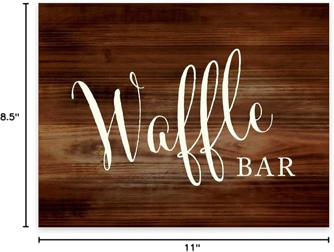 Andaz Press Wedding Party Signs, Rustic Wood Print, 8.5x11-inch, Waffle Bar - Image 9
