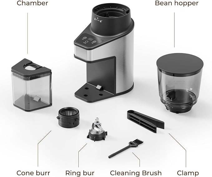 Burr Coffee Grinder with 60 Settings, Electric Conical Bean Grinder with Touch - Image 9