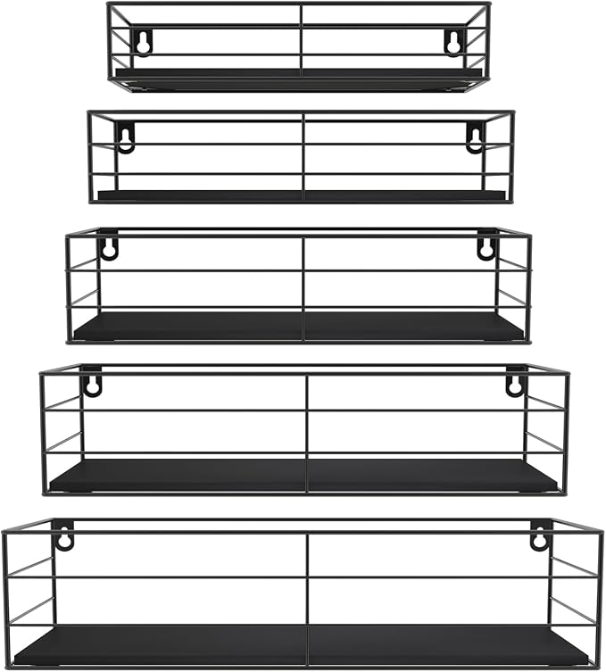 CRUGLA Floating Shelves Wall Mounted Set of 5, Living Room Home Decor - Image 8