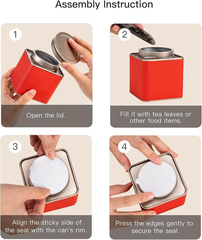 2 Packs Airtight Tea Tins for Loose Tea Square Cans Matcha Canister Empty - Image 8