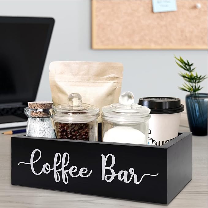 Coffee Station Organizer Coffee Bar Wood Countertop Accessories - Image 7
