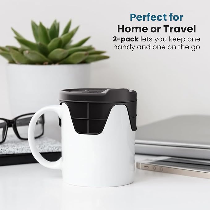 Jokari Silicone Cup Cover 2 Pack Stretch Fit Spill-Proof Coffee Mug Lid - Image 7
