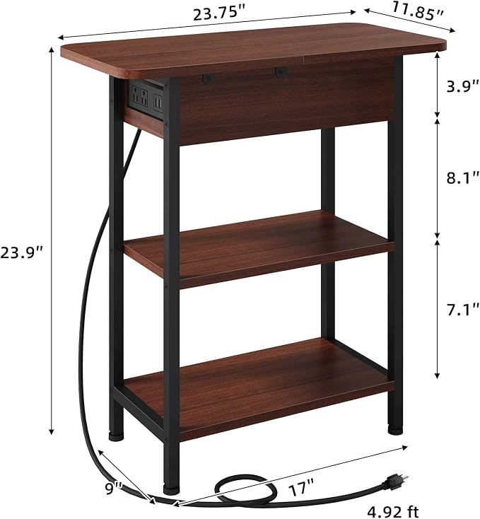 LIDYUK End Table with Charging Station, Flip Top Side Table with USB Ports and - Image 7