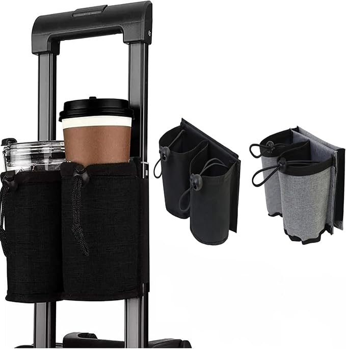 Luggage Cup Holder, Travel Gear, Drink Carrier Hold Two Coffee Mugs, Fits Roll - Image 8