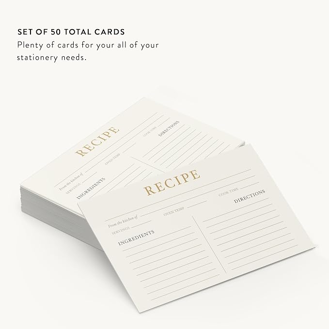 Dashleigh Elegant Recipe Cards 4x6 Double Sided, 50 Pack Thick Cardstock - Image 9