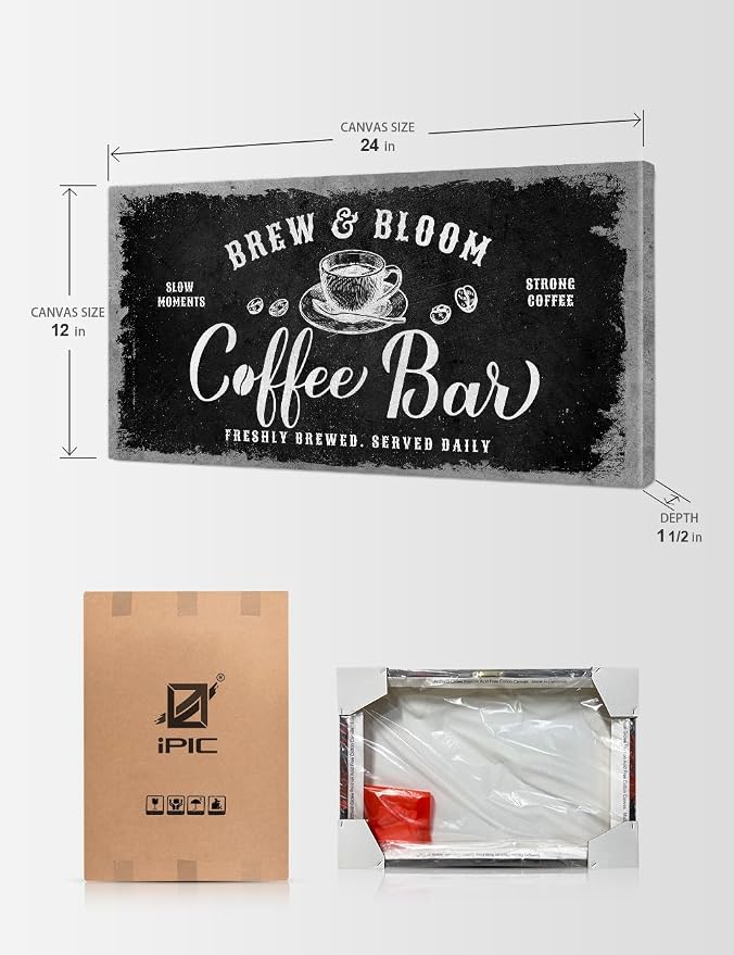 IPIC - Rustic Coffee Bar Sign Brew and Bloom, Canvas Print Wall Art - Image 7