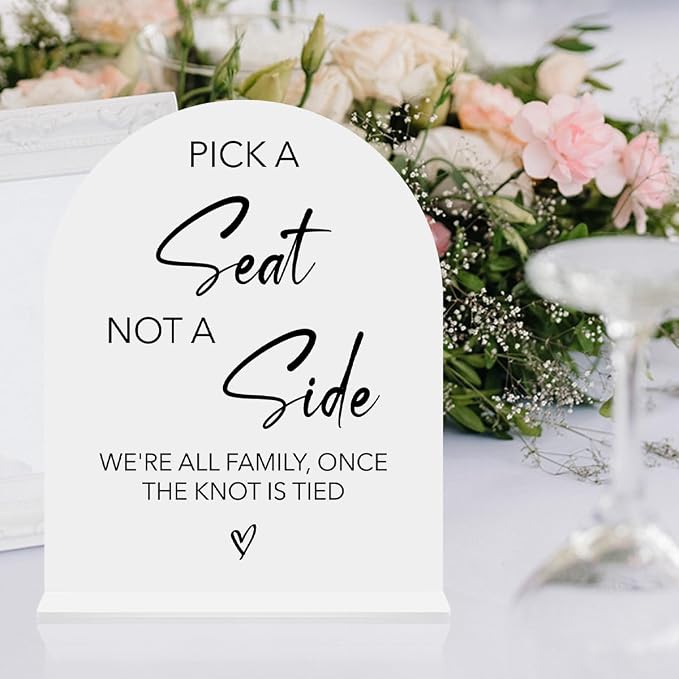 Pick A Seat Not A Side Wedding Sign, Choose a Seat Sign Wedding Ceremony - Image 6