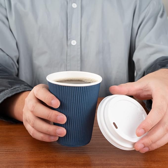 Restaurantware Ripple Wall Coffee Cups 25 Count 12 Ounce Insulated Midnight - Image 10