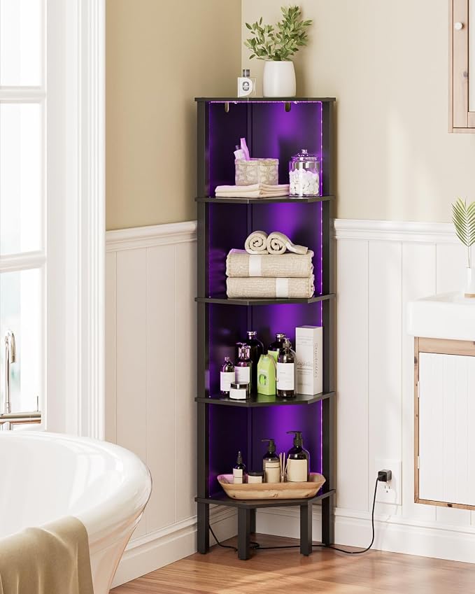 Corner Shelf Stand, 5 Tier Corner Bookshelf, Corner Furniture - Image 8